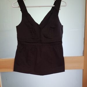 Brown Cotton Sleeveless Top